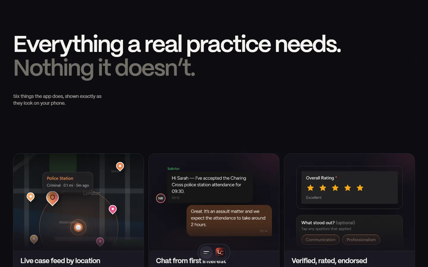 After: features shown as real app screens, including 'Verified, rated, endorsed'