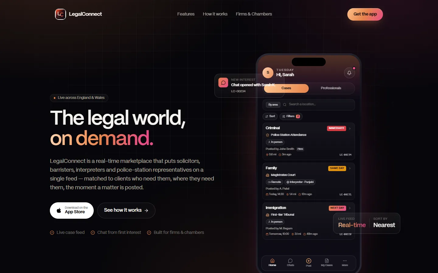 Original LegalConnect hero: one paragraph addressed to every audience at once