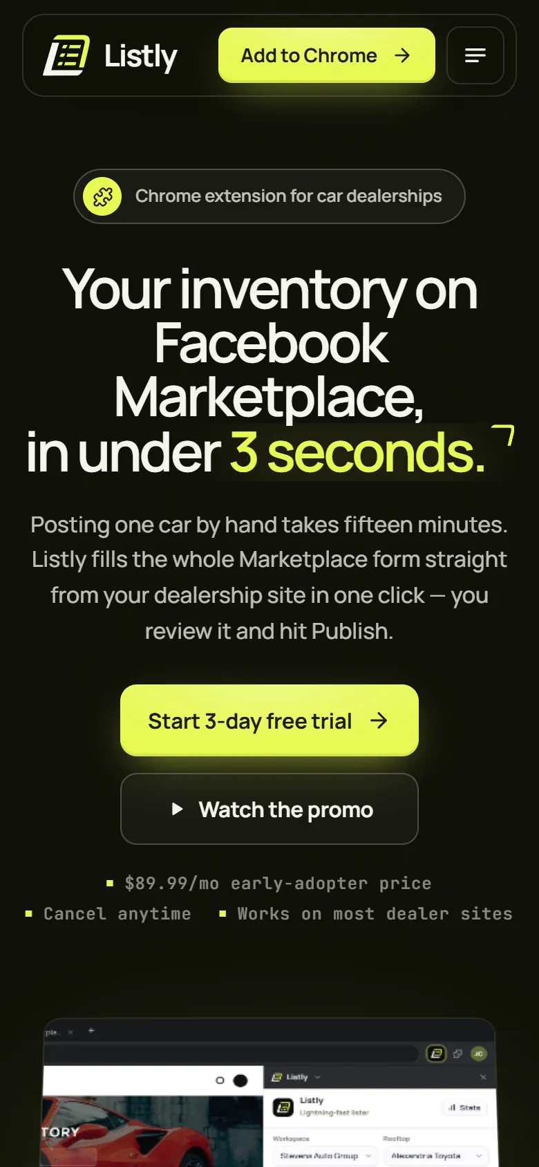 Listly redesign on a phone