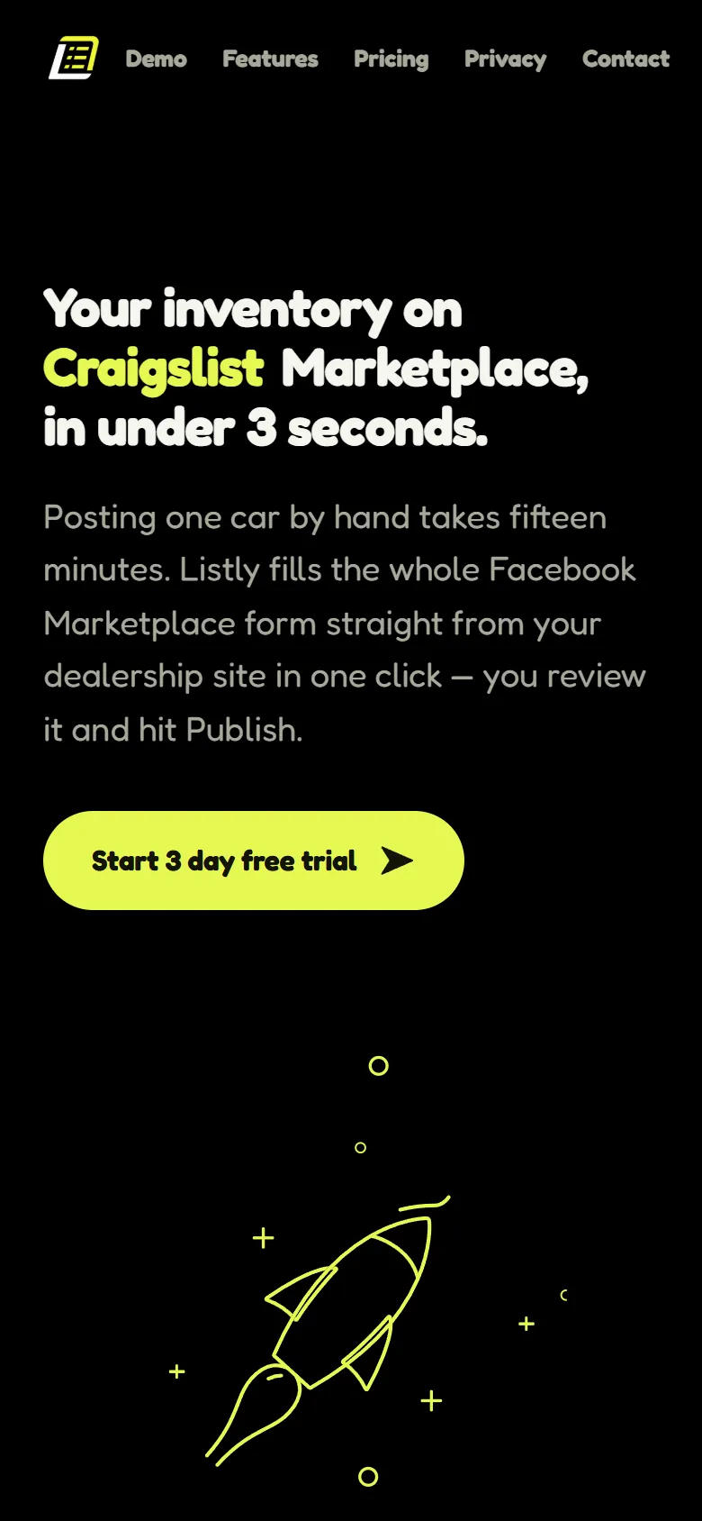 Listly's original homepage on a phone