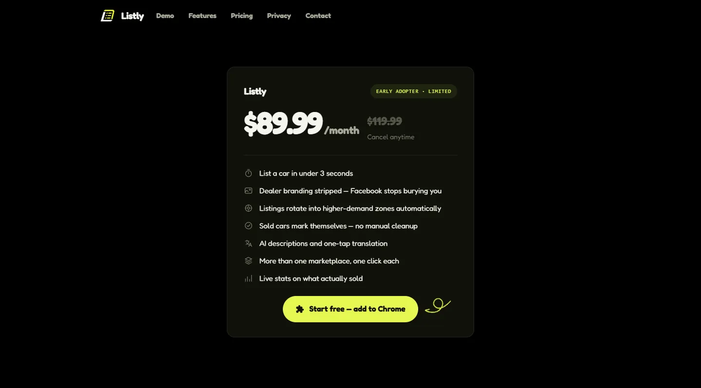 Original price card for $89.99 a month with no heading or explanation