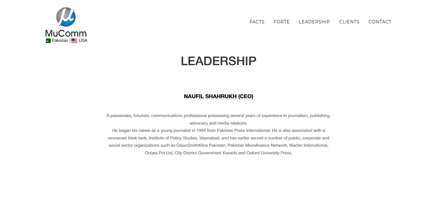 Original leadership section: one centred paragraph about the CEO, with no photo